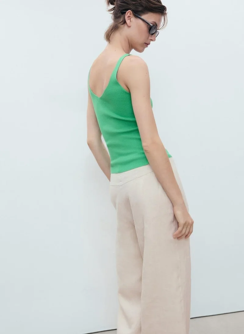 MANGO V-neck knitted top