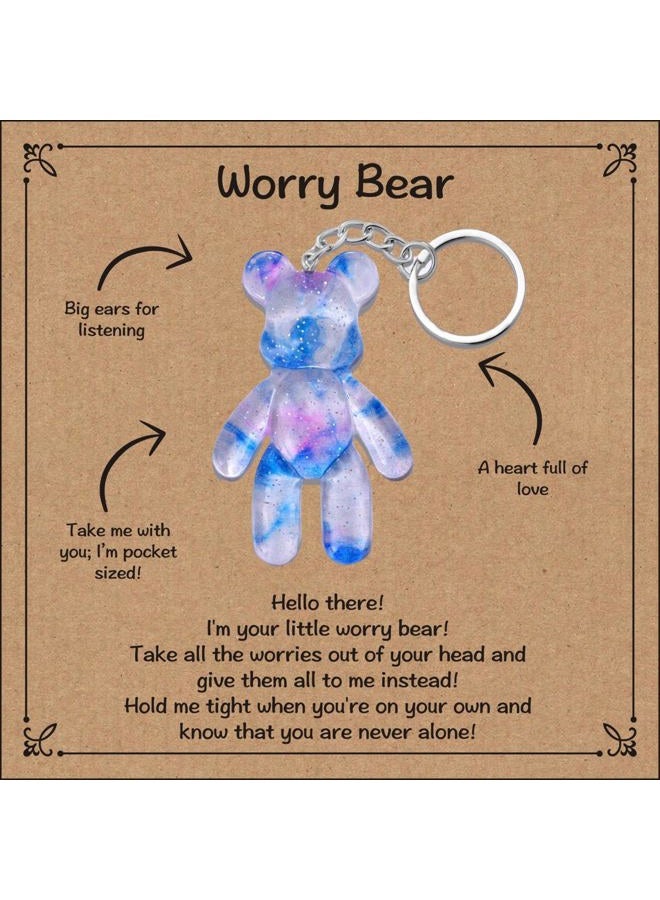 Ukodnus Worry Bear Keychain, Comforting Gift for Him Her, Back to School Mental Health Gift, Anxiety Relief, Positivity Keyring, Light Blue, M - Image 1