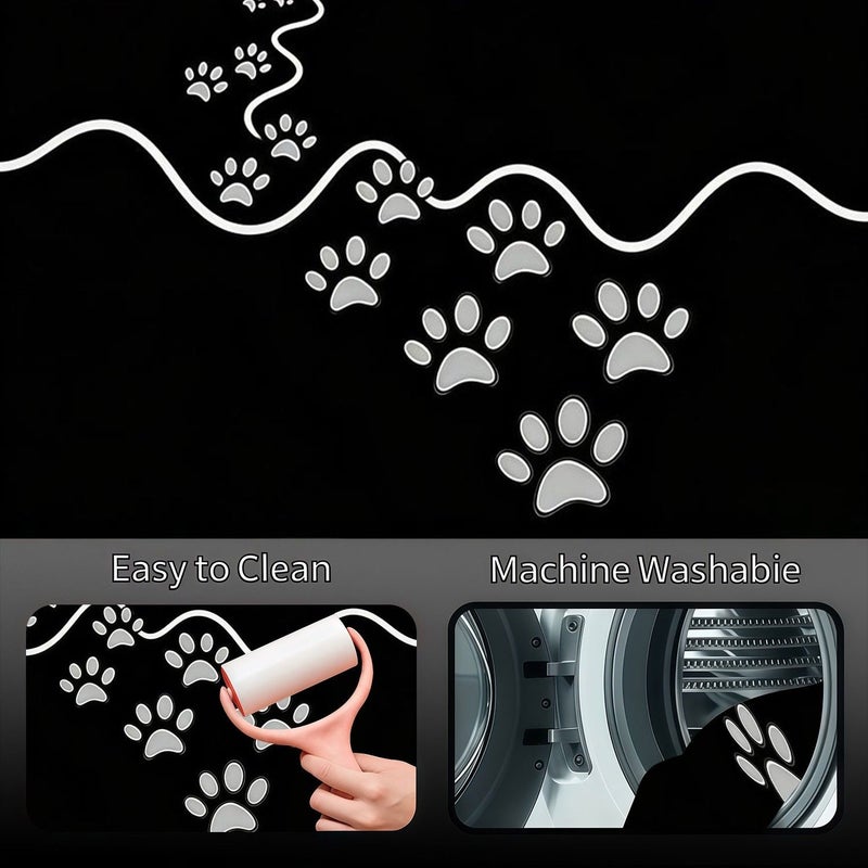 1pc Polyester Fiber Car Trunk Mat Dog Paw Print Design Universal Fit Durable Cargo Liner Easy Clean - Image 4