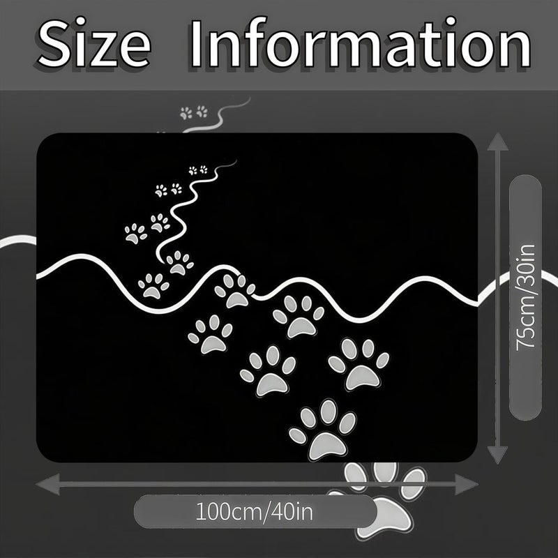 1pc Polyester Fiber Car Trunk Mat Dog Paw Print Design Universal Fit Durable Cargo Liner Easy Clean - Image 2