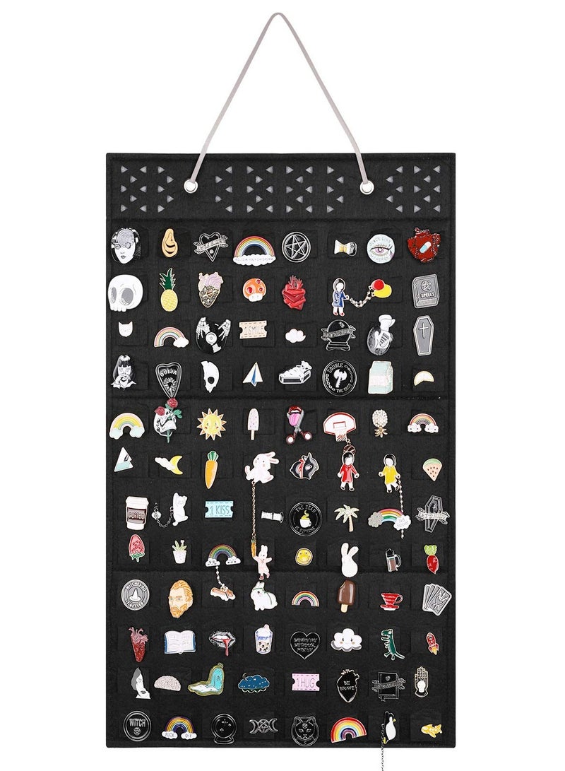 SYOSI Wall Hanging Brooch Pin Organizer, Pin Collection Case, Brooch Collection Storage Holder, Enamel Pin Display and Brooch Collection Storage Holder for Women or Men, up to 96 Pins (Organizer Only)Black  - Image 5