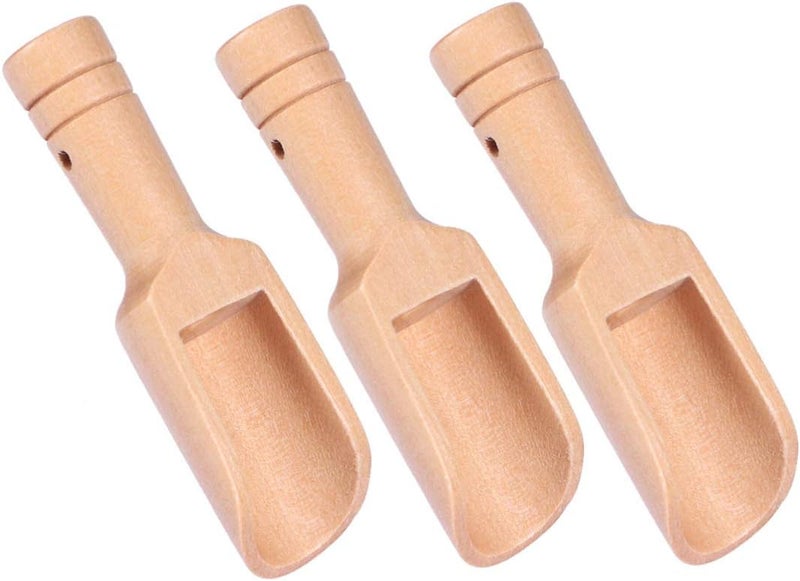 3pcs Mini Wooden Scoops Wood Condiment Spoon Bath Salt Spoon for Washing Powder Candy Spices Laundry Detergent Tea Bean 2. 4x7. 8cm - Image 1