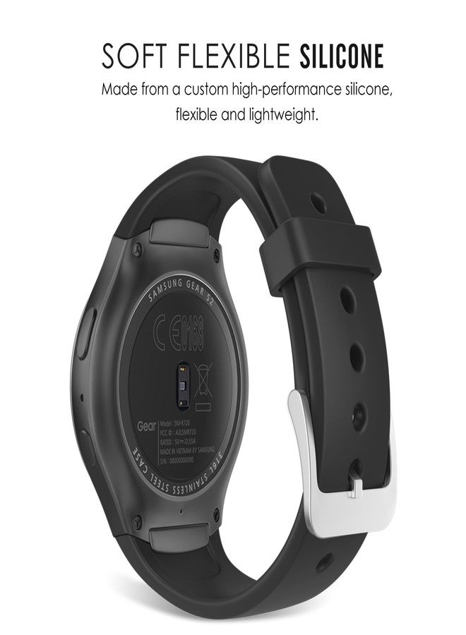 MoKo Watch Band Compatible with Samsung Gear S2, Soft Silicone Replacement Sport Band fit Gear S2 (SM-R720 / SM-R730 ONLY) Smart Watch, NOT FIT S2 Classic (SM-R732 & SM-R735), NOT FIT Gear Fit2, Black - Image 2