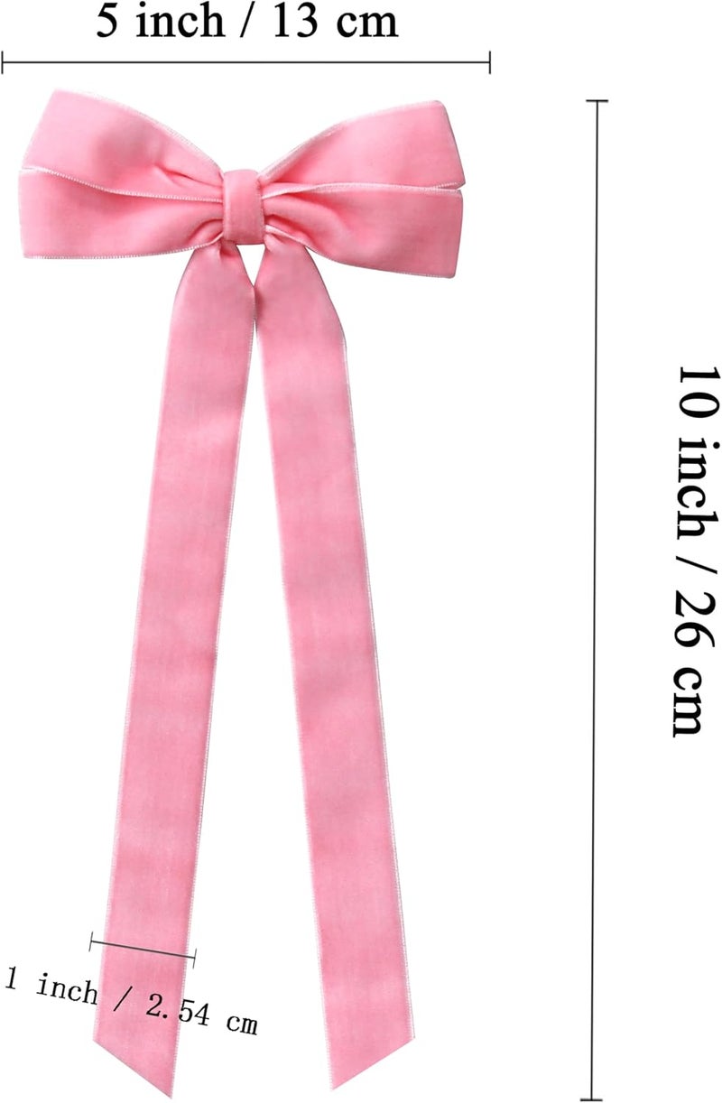Hongsome 12Pcs Pink Velvet Bows Christmas Tree Decorations,5in x 10in Valentines Day Ornaments for Tree Home Coquette Room Birthday Party Front Door Wedding Holiday Decor - Image 2
