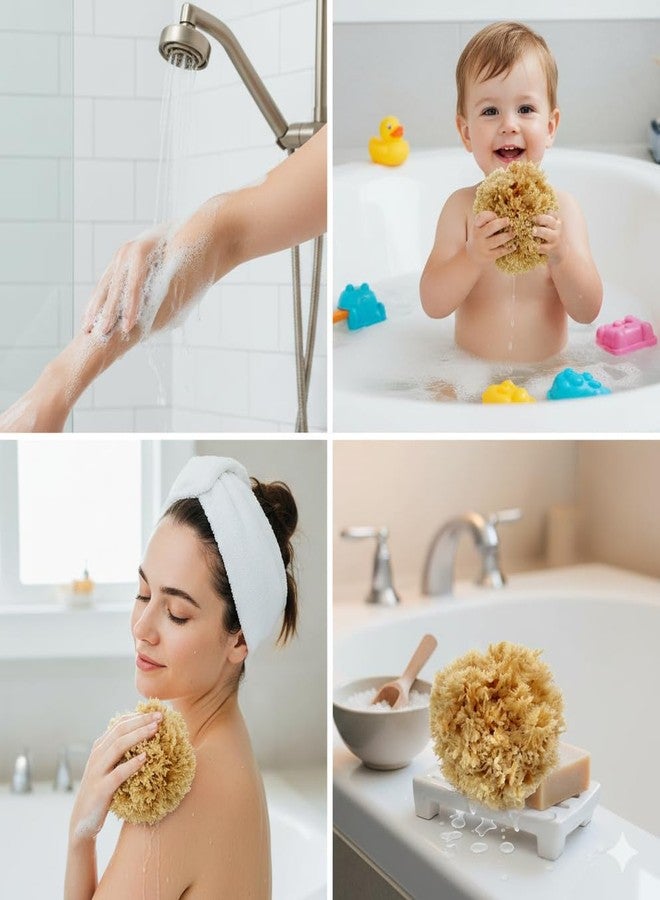 Crowncell Sea Wool Natural Baby Bath Sponge for Healthy Bathing, Loofah Sponge, 6 Inch - Image 2
