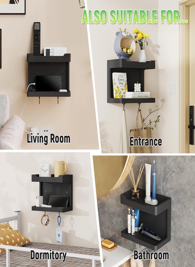 NiHome Large Wall Mounted Wooden Bedside Organizer (Black) - Image 5