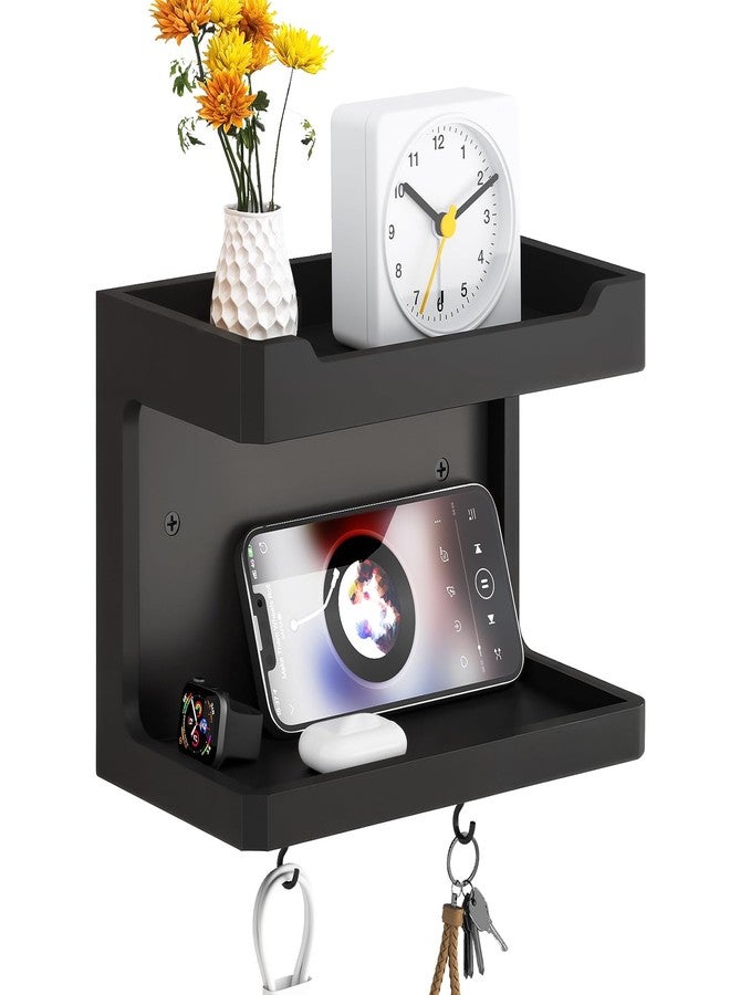 NiHome Large Wall Mounted Wooden Bedside Organizer (Black) - Image 1