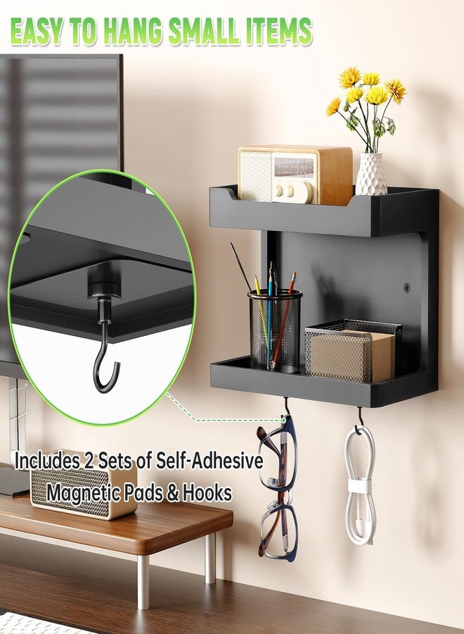 NiHome Large Wall Mounted Wooden Bedside Organizer (Black) - Image 3