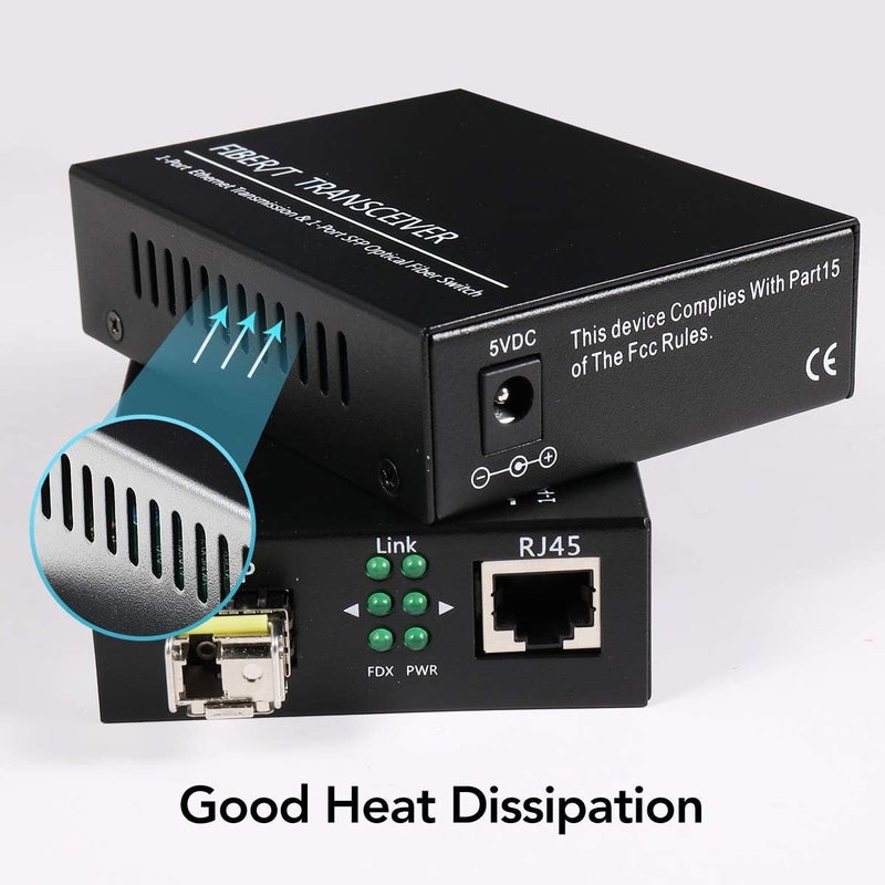 GESD A Pair of 1.25G/s Bidi Gigabit Single-Mode Fiber Ethernet Media Converter with 2PCS Bidi SFP LC Transceiver Module Included, 10/100/1000Base-Tx to 1000Base-SX SMF RJ45 to SFP Slot up to 30KM - Image 5