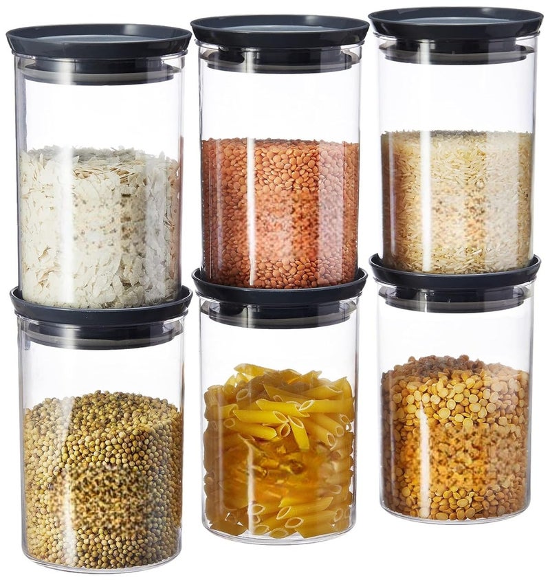 GOPI Plastic Storage Jar and Container Set I Air Tight & BPA Free Containers for Kitchen Storage Set I Grocery Kitchen Container Set I Multipurpose Jar, 900 Ml Each, Set 6, Grey - Image 5
