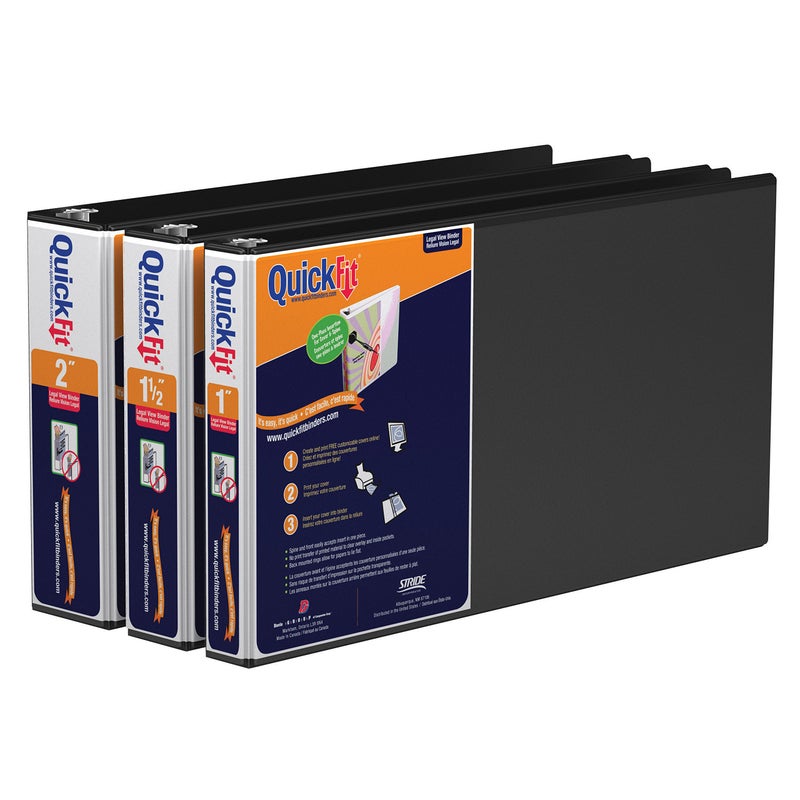 QuickFit Stride, Inc 95011L Legal-Size Binders, Round Ring, 1-Inch Cap, 8-1/2-Inch x14-Inch, Black - Image 3