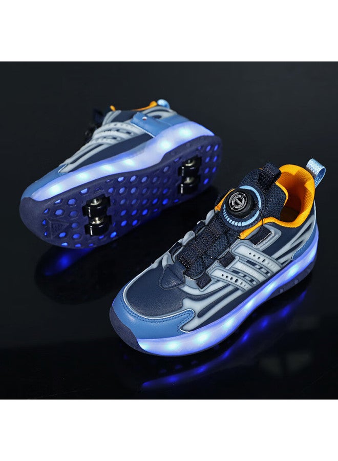 Bkg Kids Four-wheel Sports Skates Youth Roller Skates Zyq23825-b1 Blue Orange Size 36 - Image 3