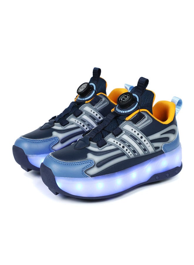 Bkg Kids Four-wheel Sports Skates Youth Roller Skates Zyq23825-b1 Blue Orange Size 36 - Image 5