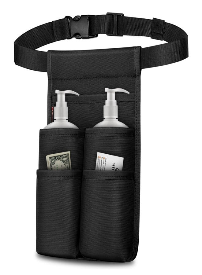 SITHON Massage Bottle Bag, Professional Massage Therapist Holster for 2 Bottles, Lotion Oil Waist Holder Organizer with Adjustable Belt, Multiple Pockets (Bag Only) (Black) - Image 1