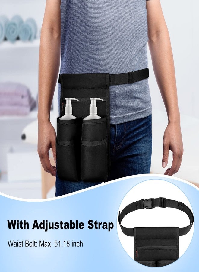 SITHON Massage Bottle Bag, Professional Massage Therapist Holster for 2 Bottles, Lotion Oil Waist Holder Organizer with Adjustable Belt, Multiple Pockets (Bag Only) (Black) - Image 4
