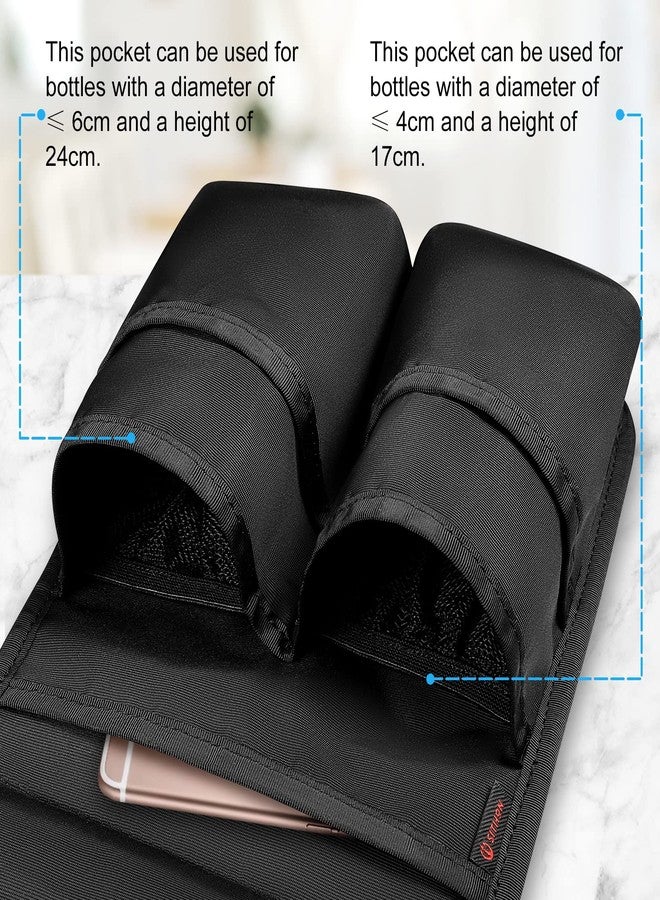 SITHON Massage Bottle Bag, Professional Massage Therapist Holster for 2 Bottles, Lotion Oil Waist Holder Organizer with Adjustable Belt, Multiple Pockets (Bag Only) (Black) - Image 2