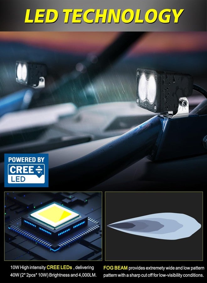 AKD Part LED Pods 3 Inch 40W CREE Spot LED Pod Lights with with Wiring Harness & Black Covers Small Off Road Driving Lights Fog Light 2 Packs for Trucks Motorcycle UTV ATV SUV Dirt Bike - Image 3