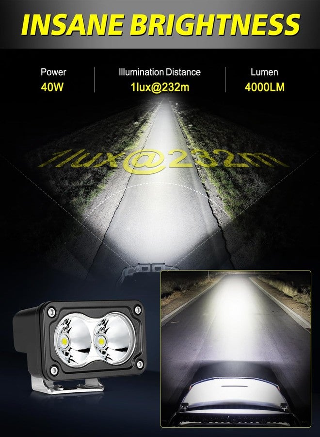 AKD Part LED Pods 3 Inch 40W CREE Spot LED Pod Lights with with Wiring Harness & Black Covers Small Off Road Driving Lights Fog Light 2 Packs for Trucks Motorcycle UTV ATV SUV Dirt Bike - Image 4