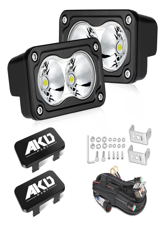 AKD Part LED Pods 3 Inch 40W CREE Spot LED Pod Lights with with Wiring Harness & Black Covers Small Off Road Driving Lights Fog Light 2 Packs for Trucks Motorcycle UTV ATV SUV Dirt Bike - Image 1