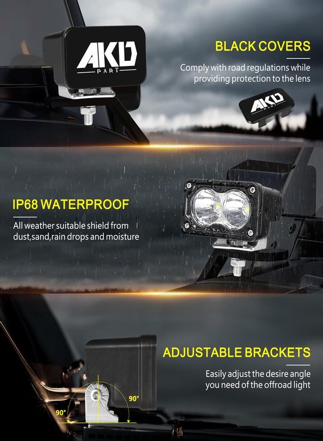 AKD Part LED Pods 3 Inch 40W CREE Spot LED Pod Lights with with Wiring Harness & Black Covers Small Off Road Driving Lights Fog Light 2 Packs for Trucks Motorcycle UTV ATV SUV Dirt Bike - Image 5