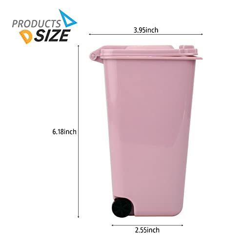 Mugtel Mini Trash Can with Lid Swing Top Small Trash Can Pen Holder for Car Bedroom Office Desktop 22 Fl Oz (2 Pcs Pink and Green) - Image 2