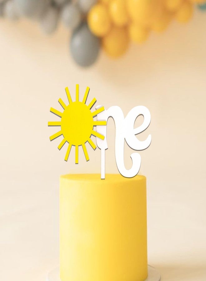 MUWEOL Sun One Cake Topper - Sun Themed First Birthday Party Wooden Cake Topper,Sunshine Themed Party Decorations,One Sun Birthday Party Supplies - Image 1