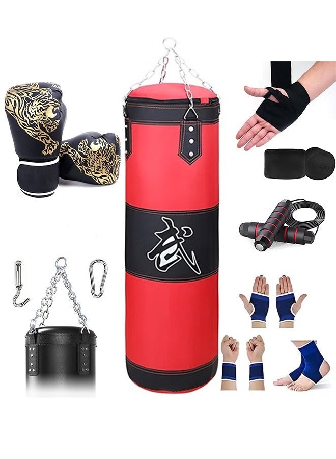 YelaJoy Punching Bag Set for Adults, Heavy Boxing Bag Set with 12 OZ Boxing Gloves, Wall Mount,Suitable for MMA Karate Kickboxing Boxing Muay Thai Training at Home or Gym（Red） - Image 1