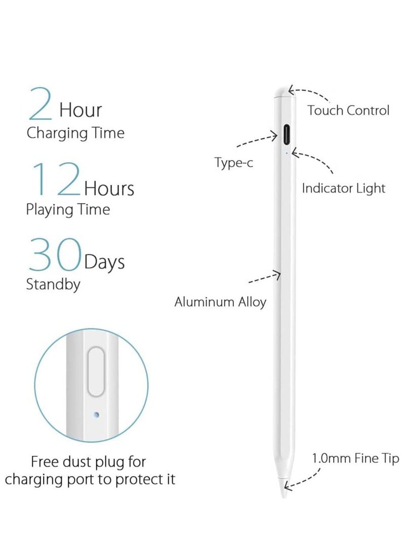 Stylus Pen for Apple iPad, Pencil Styluses Compatible with iPad 2/3/4/5/6/7/8/9/10 Generation Pro 9.7/10.5/11/12.9 Air 1/2/3/4/5 Mini 1/2/3/4/5/6 Alternative Drawing Smart Stylist for Touch Screens
