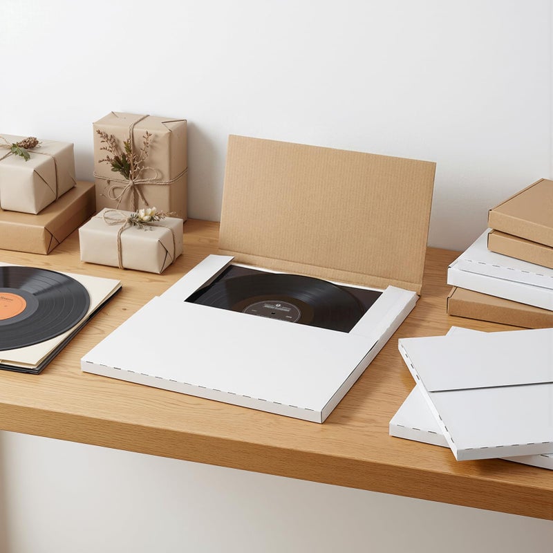 HORLIMER 12.8x12.8x1 Vinyl Record Shipping Boxes Set of 25, White Corrugated Cardboard Mailer Box for Mailing, Packaging, Moving Storage - Image 3