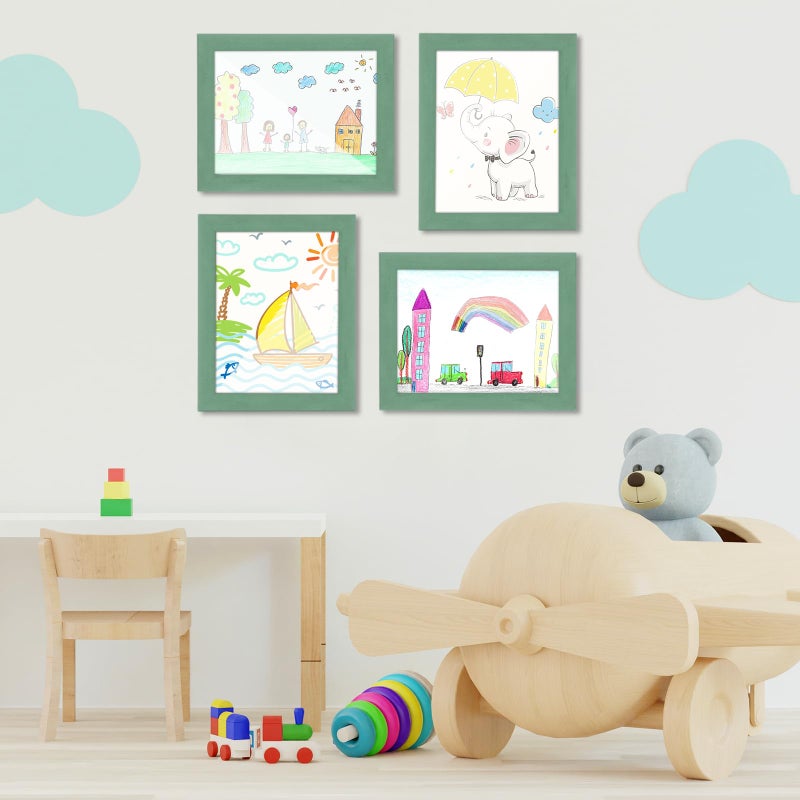 GULETHUN [2-Pack] Kids Art Frames  8.5x11 Front Opening Kids Artwork Frames Changeable  Olive Green Artwork Display Storage Frame for Wall  Holds 50 Pcs  for 3D Picture  Crafts  Children Drawing  Hanging Art - Image 4