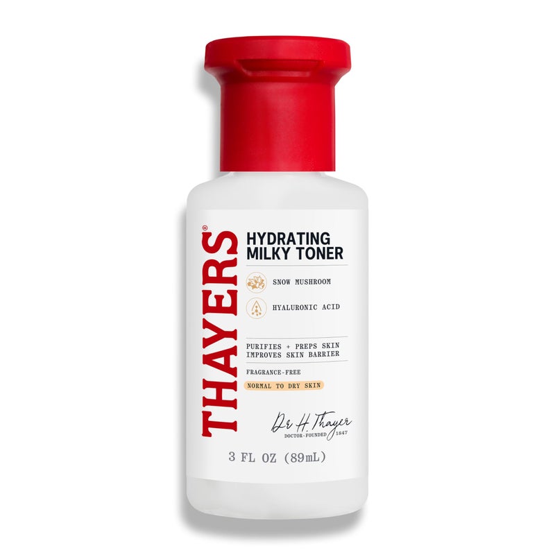 THAYERS Milky Hydrating Face Toner with Snow Mushroom Tremella, Hyaluronic Acid and Elderflower, Dermatologist Recommended Gentle Alcohol Free Skincare for Dry & Sensitive Skin, Paraben Free, 3 Fl Oz - Image 1