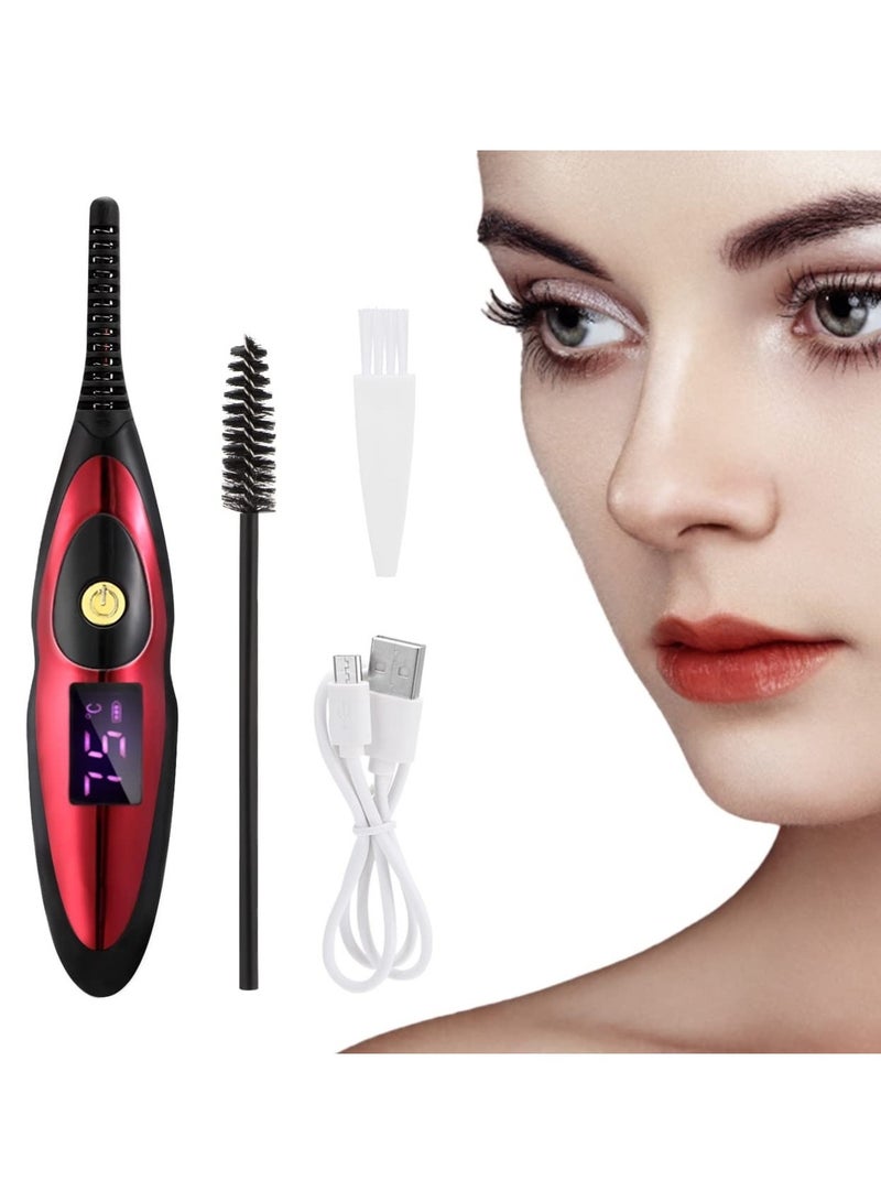 SYOSI Heated Eyelash Curler, Portable USB Rechargeable Lash Curler, 2 in 1 Duble-Sided Electric Eyelash Curler Kit with Eyelash Comb, Long Lasting Eye Beauty Makeup Tool, 4 Temperature Adjustable - Image 1
