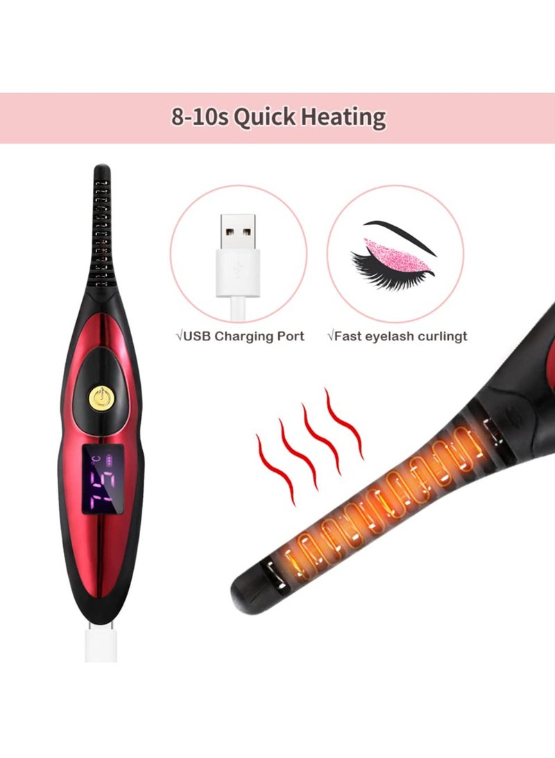 SYOSI Heated Eyelash Curler, Portable USB Rechargeable Lash Curler, 2 in 1 Duble-Sided Electric Eyelash Curler Kit with Eyelash Comb, Long Lasting Eye Beauty Makeup Tool, 4 Temperature Adjustable - Image 5