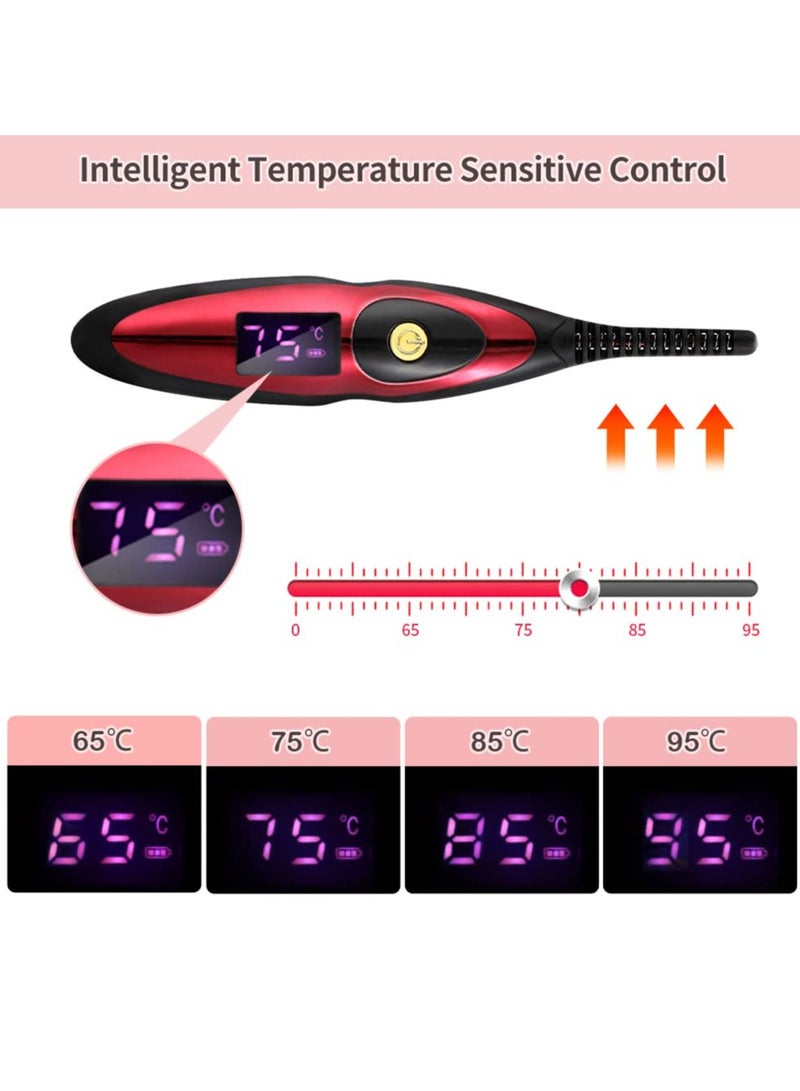 SYOSI Heated Eyelash Curler, Portable USB Rechargeable Lash Curler, 2 in 1 Duble-Sided Electric Eyelash Curler Kit with Eyelash Comb, Long Lasting Eye Beauty Makeup Tool, 4 Temperature Adjustable - Image 2