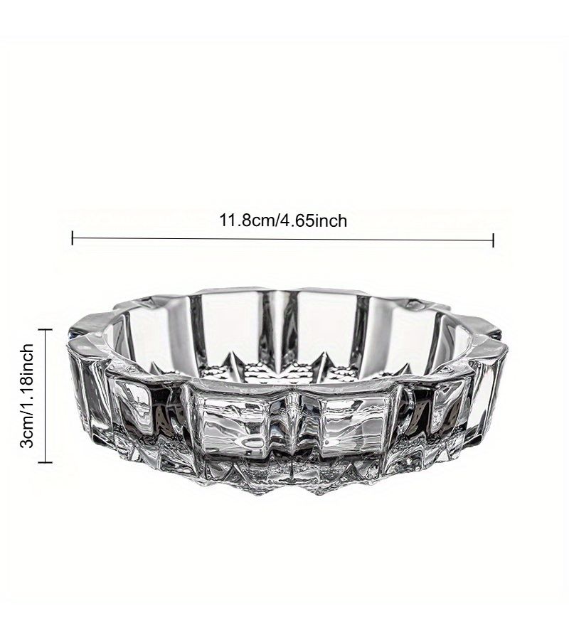 Thickened Crystal Glass Windproof Ashtray Amber Round Multi Use Candle Holder Jewelry Organizer Easy Clean Surface For Home Hotel Office Car Decor - Image 5