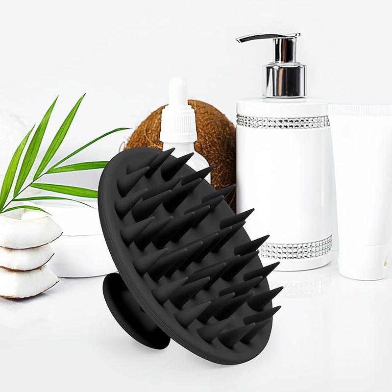 Meartchy Silicone Scalp Massager Shampoo Brush, Scalp Brush for Hair Growth & Dandruff Removal, Hair Scrubber Scalp Stimulator Exfoliator Brush with Soft Bristles for Wet Dry Scalp Care (Black) - Image 5