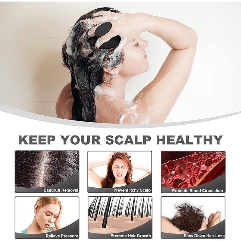 Meartchy Silicone Scalp Massager Shampoo Brush, Scalp Brush for Hair Growth & Dandruff Removal, Hair Scrubber Scalp Stimulator Exfoliator Brush with Soft Bristles for Wet Dry Scalp Care (Black) - Image 4
