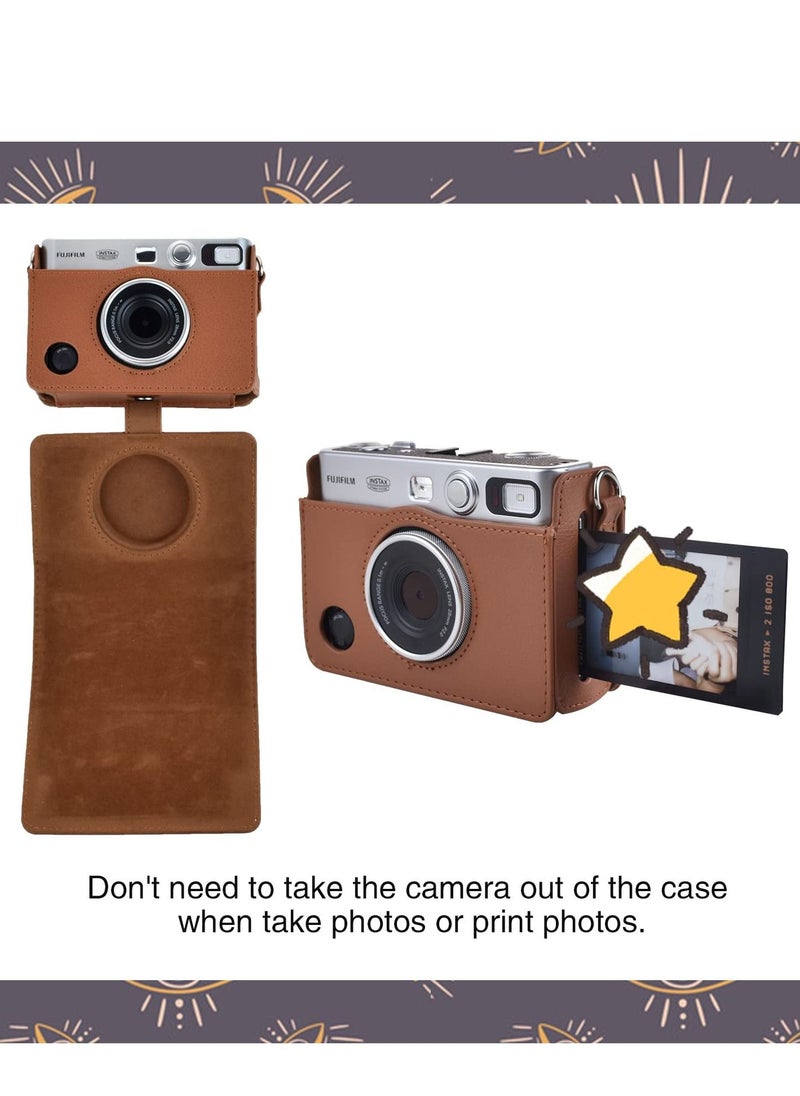 Y&D - Case for Fuji Mini EVO ,Camera Compatible Camera with Adjustable Shoulder Strap in Brown Lychee Texture Horizontal Style - Image 1