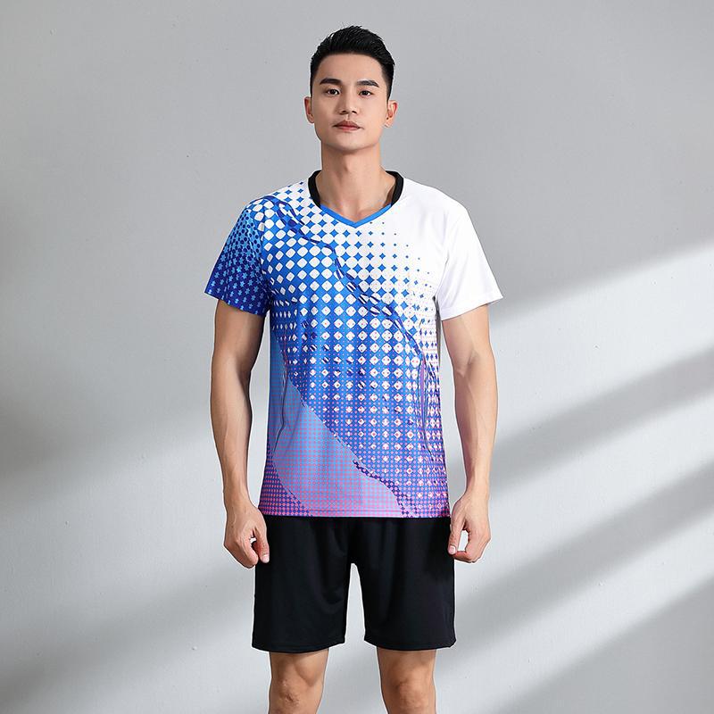 Generic Men Women Summer Sports Fitness Shirt Tennis Badminton Men's 1302 Alpine Blue Top