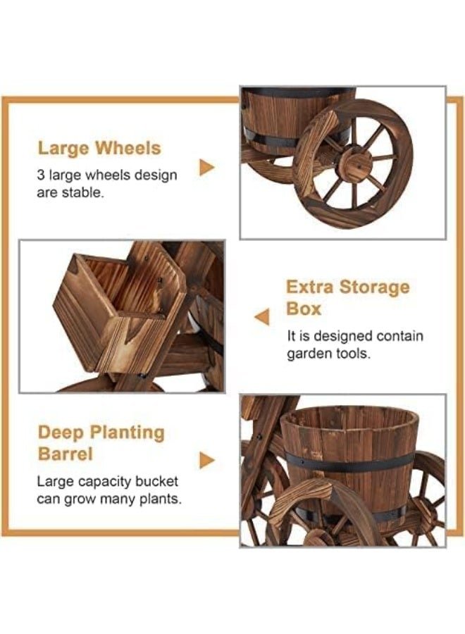 HOME TASTE وعاء زهور خشبي - تصميم مستوحى من الدراجة الفنية - عزز حديقتك أو فناءك أو ديكور منزلك بأناقة عتيقة - مزهرية زهور خشبية داخلية/خارجية (وعاء زهور بدراجة ثلاثية العجلات) - Image 3
