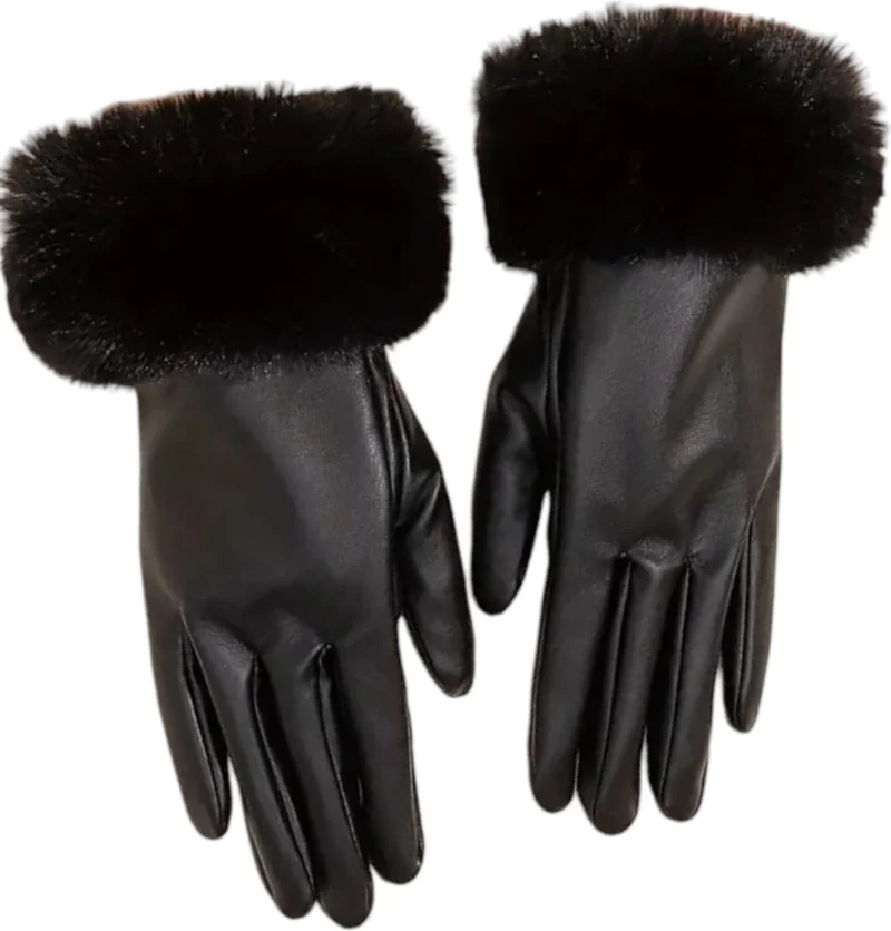 Tezzgelsin Women's Vegan Leather Water and Windproof Cold Resistant Thermal Gloves