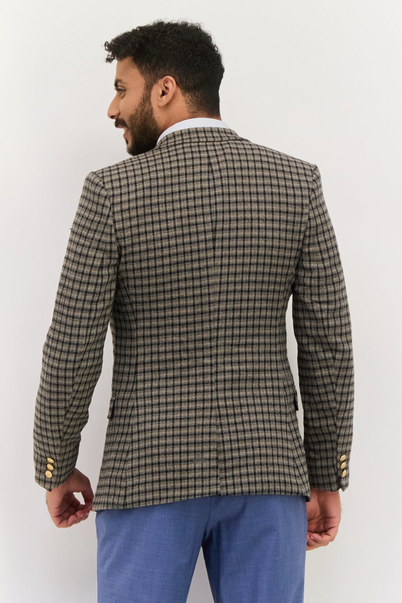 Asos Design Men Skinny Fit Checkered Semi-Formal Blazer, Brown Combo  - Image 2