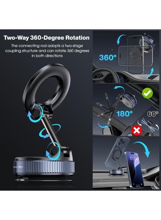 حامل هاتف مغناطيسي قابل للتعديل بزاوية 360 درجة مع قاعدة شفط قوية، قابل للطي للتثبيت على سطح المكتب والسيارة، حامل هاتف ذكي عالمي لأجهزة iPhone وAndroid، حامل مشاهدة بدون استخدام اليدين - Image 4