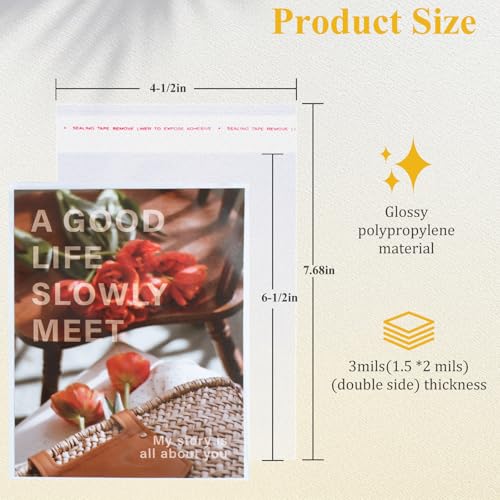 Miraclekoo 200Pcs 412 x 612 Inch Resealable Cello Cellophane BagsThick Clear Plastic Sleeves Fit A4 Envelope 4X6 Cards Toploaders Prints Photos Treats Cookie Candy - Image 5