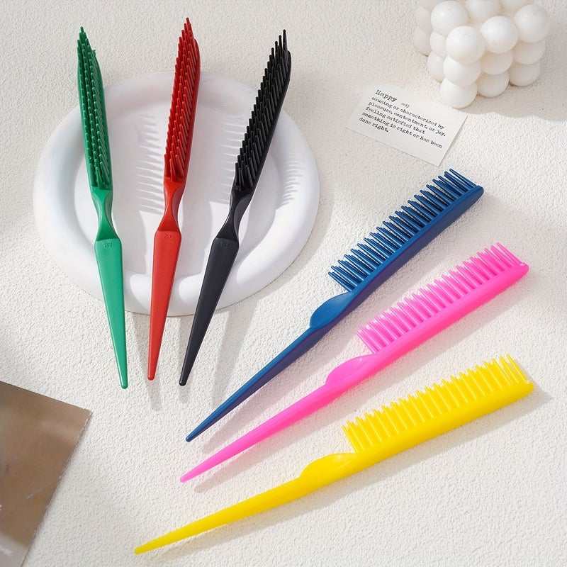 6 Pack Macaron Color Series Long Handle Soft Bristle Straight Hair Comb Voluminous High Crown Top Massage Comb Pointed Tail Braiding And Parting Comb For Men And Women Styling Tool - Image 1