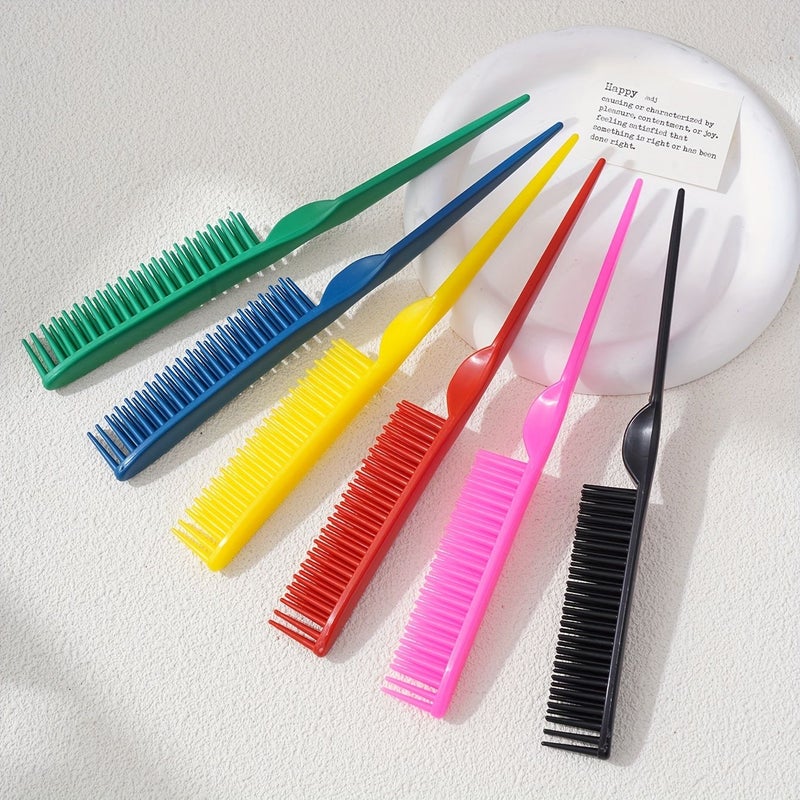6 Pack Macaron Color Series Long Handle Soft Bristle Straight Hair Comb Voluminous High Crown Top Massage Comb Pointed Tail Braiding And Parting Comb For Men And Women Styling Tool - Image 3