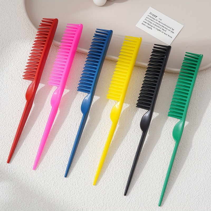 6 Pack Macaron Color Series Long Handle Soft Bristle Straight Hair Comb Voluminous High Crown Top Massage Comb Pointed Tail Braiding And Parting Comb For Men And Women Styling Tool - Image 5