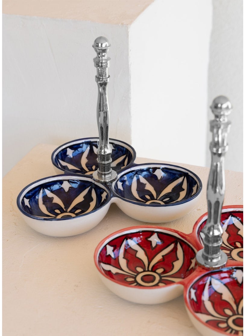 THE MIA Corallo Snack Bowl Blue 3 Compartments 19X19X19 cm  - Image 3