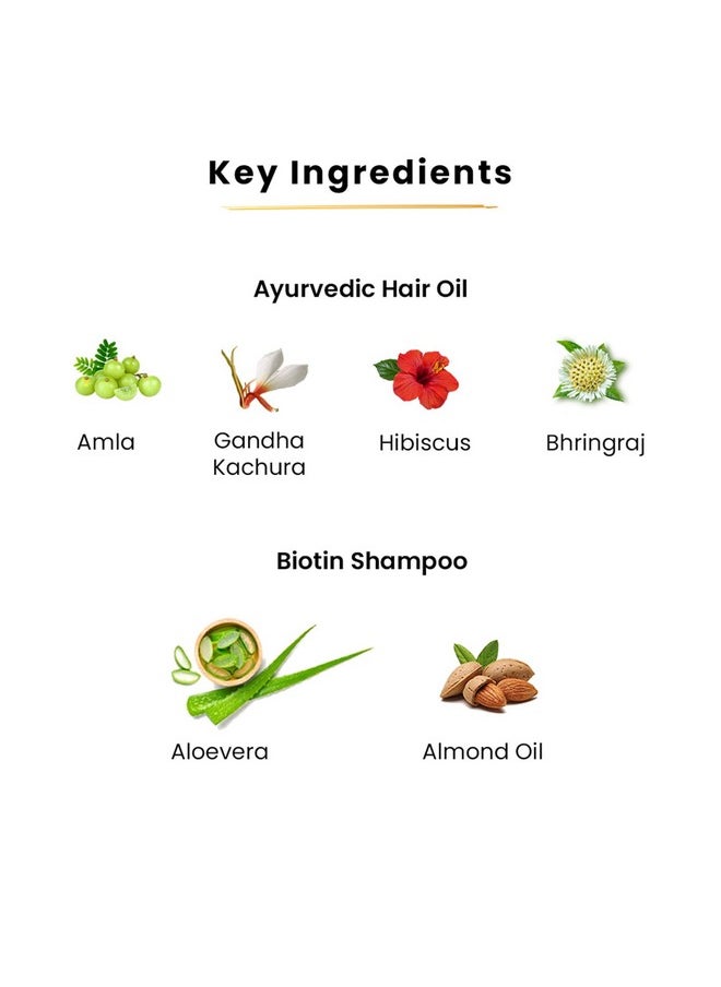TRU HAIR - Ayurvedic Hair Oil With Free Heater (110 Ml) + Biotin Shampoo (200 Ml) | For Hair Fall, Dandruff, Split Ends, Hair Growth - Image 1