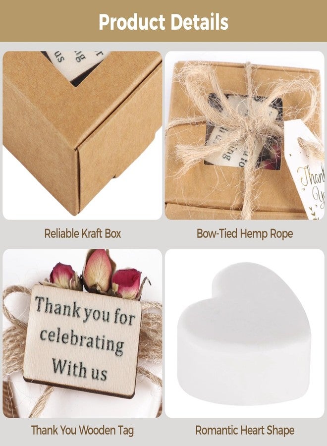 Homaisson Baby Shower Soap Favors Pack of 12, Baptism Favors, Bridal Shower Party Favors For Guests, Includes Thank You Tag & Dried Rose Bouquet, Packaged In Brown Kraft Box With Twine - Image 3